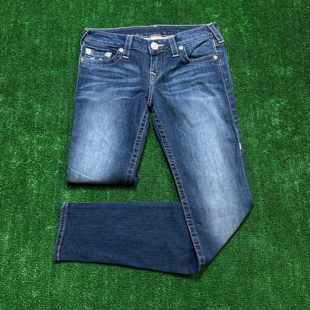 Vintage Y2K True Religion Skinny Jeans Big Stitch Stretch Horseshoe Blue 29